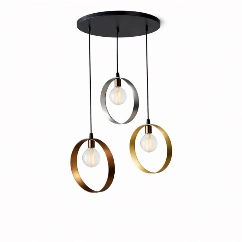 NG Lighting Κρεμαστό Φωτιστικό Οροφής Χειροποίητο Μεταλλικό Σκουριά/Ασημί/Οξυντέ Τρίφωτο Ε27 40x80cm 2036105